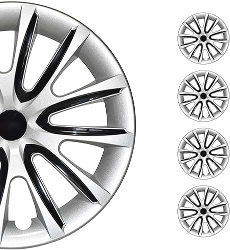 Miniatura 10 de OMAC - Juego de 4 tapas de cubo color gris con rojo de 14 pulgadas, tapas para Rines 14, fundas de rueda premium de 14 pulgadas, juego de fundas