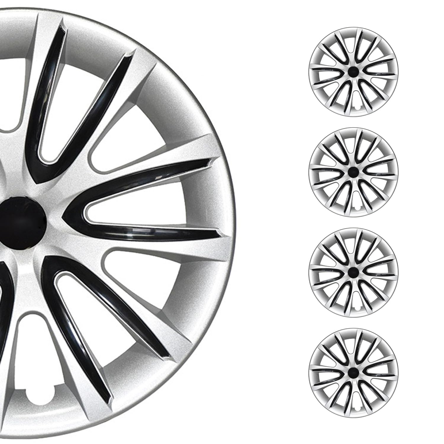 Amazon.com: OMAC - Gray with Black Hub Caps 15 Inch Set of 4