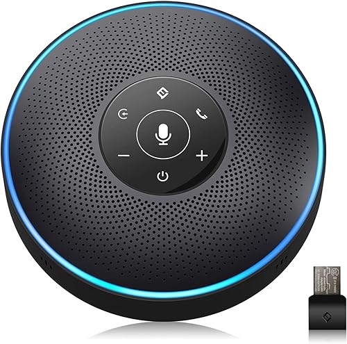 EMEET Altavoz Bluetooth M2 Negro Altavoz de conferencia para 5-8 personas Conferencia de negocios 360 Recogida de voz 4 AI Micrófono autoadaptable