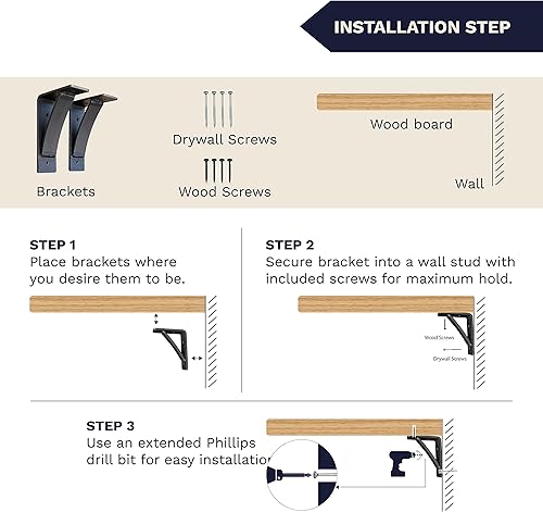 Miniatura 7 de RRD Soportes de repisa resistentes (paquete de 2)  Soporte de chimenea y encimera  Decoración rústica soldada a mano de granja (7 x 12 pulgadas de