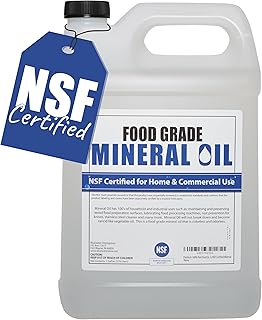 NSF Certified Food Grade Mineral Oil - Gallon (128oz), Certified Food Safe Conditioner for Wood Cutting Boards, Butcher Blocks and Stainless-Steel Kitchen Equipment