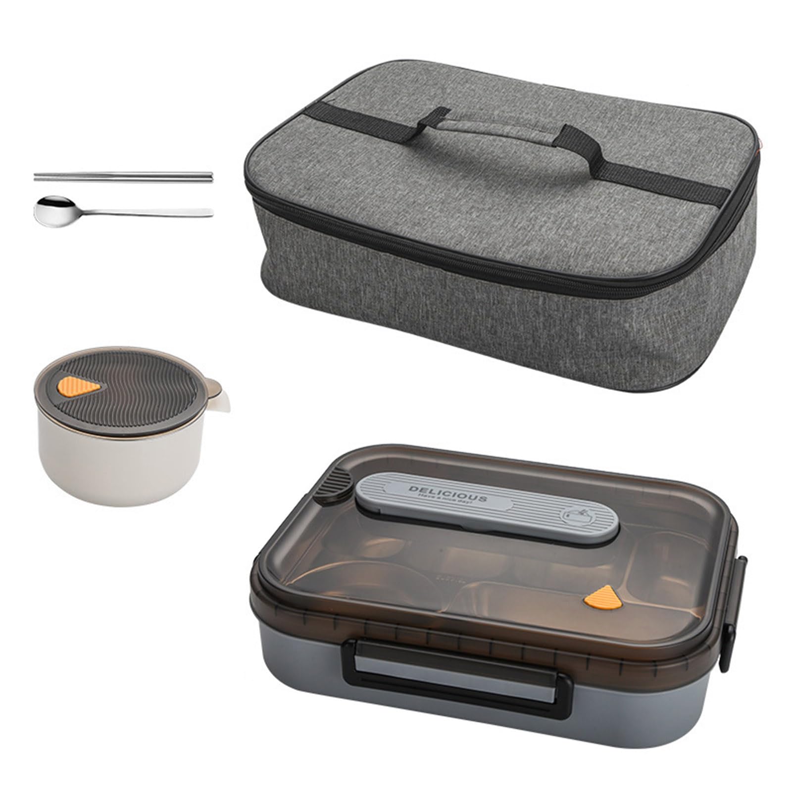 Contenitore Bentos sicuro per microonde Design compartimentato Doppio isolamento Lunch Box per studenti adulti Attività all'aperto Grande Capacità Lunch Box termico