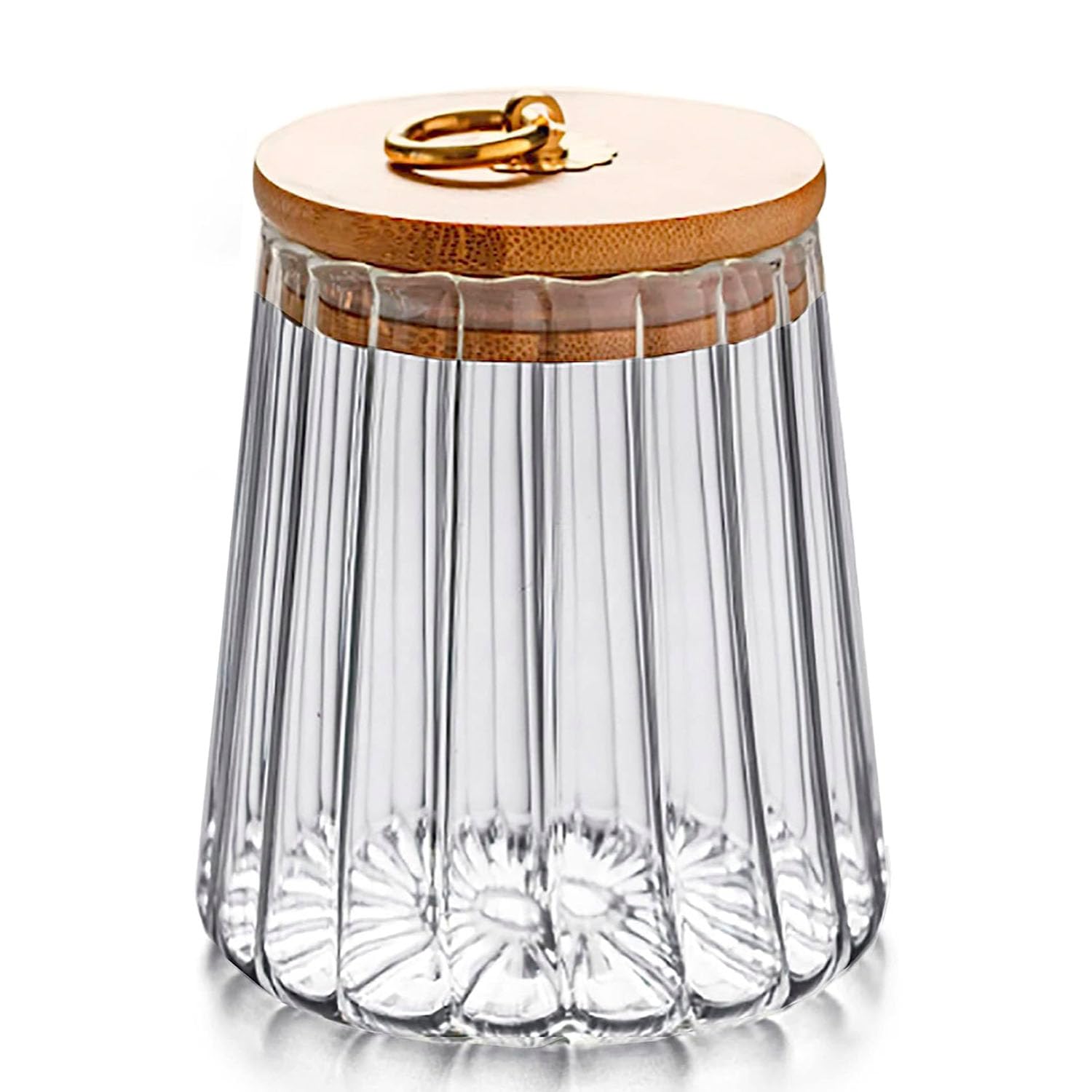 LUCKTE Clear Glass Candy Jar with Airtight Bamboo Lid