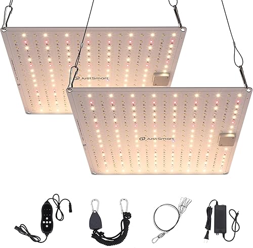 Litake Luces LED de crecimiento de espectro completo de 2 x 1000 W con cobertura de 3 x 3 con 256 cuentas LED, paquete de 2, 10 niveles de