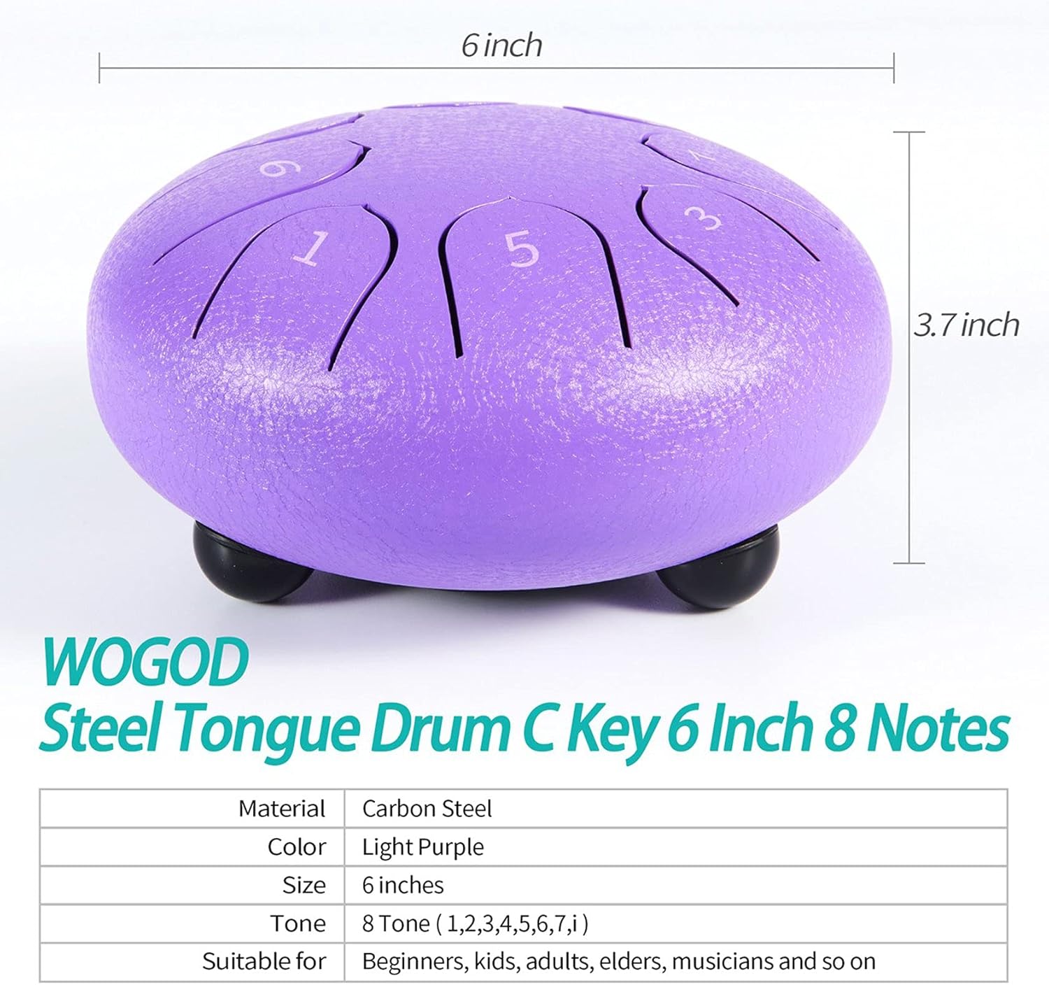 Rain Drum for Outside Garden - Steel Tongue Drum 6 Inches 8 Notes