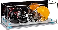Vista 117 de Better Display Cases Acrílico 2 Mini casco de fútbol (no tamaño completo) vitrina con base de césped transparente (V46/A019)