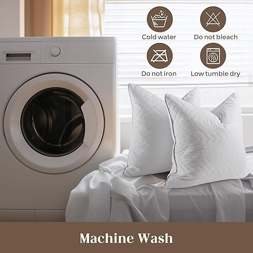 Miniatura 6 de WOLKI Juego de 2 almohadas decorativas de plumón, para sofá, cama y sofá (12 x 20 pulgadas)