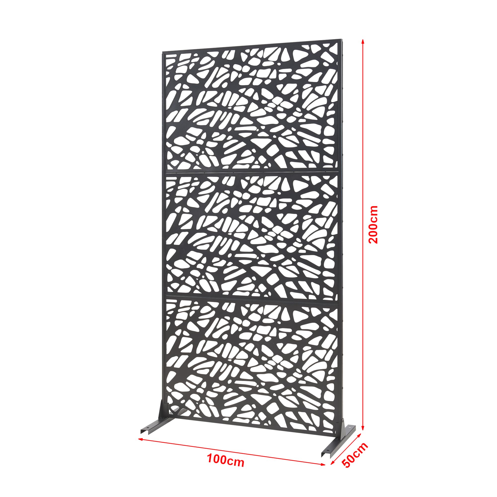 casa.pro Pannello Divisorio per Spazi Interni Schermatura Decorativa con Struttura Traforata Schermo Divisore in Acciaio 200 x 100 cm Nero