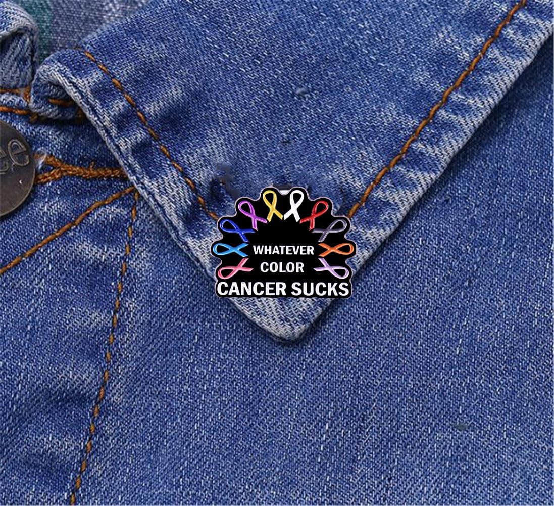 zhanghaoran Whatever Color Cancer Sucks Cancer Awareness Enamel Lapel Pin Colorful Ribbon Brooch Pin Nurse Gift Pin Badge Clothing Hat Backpack Decorations Cancer Support Gift - Image 4