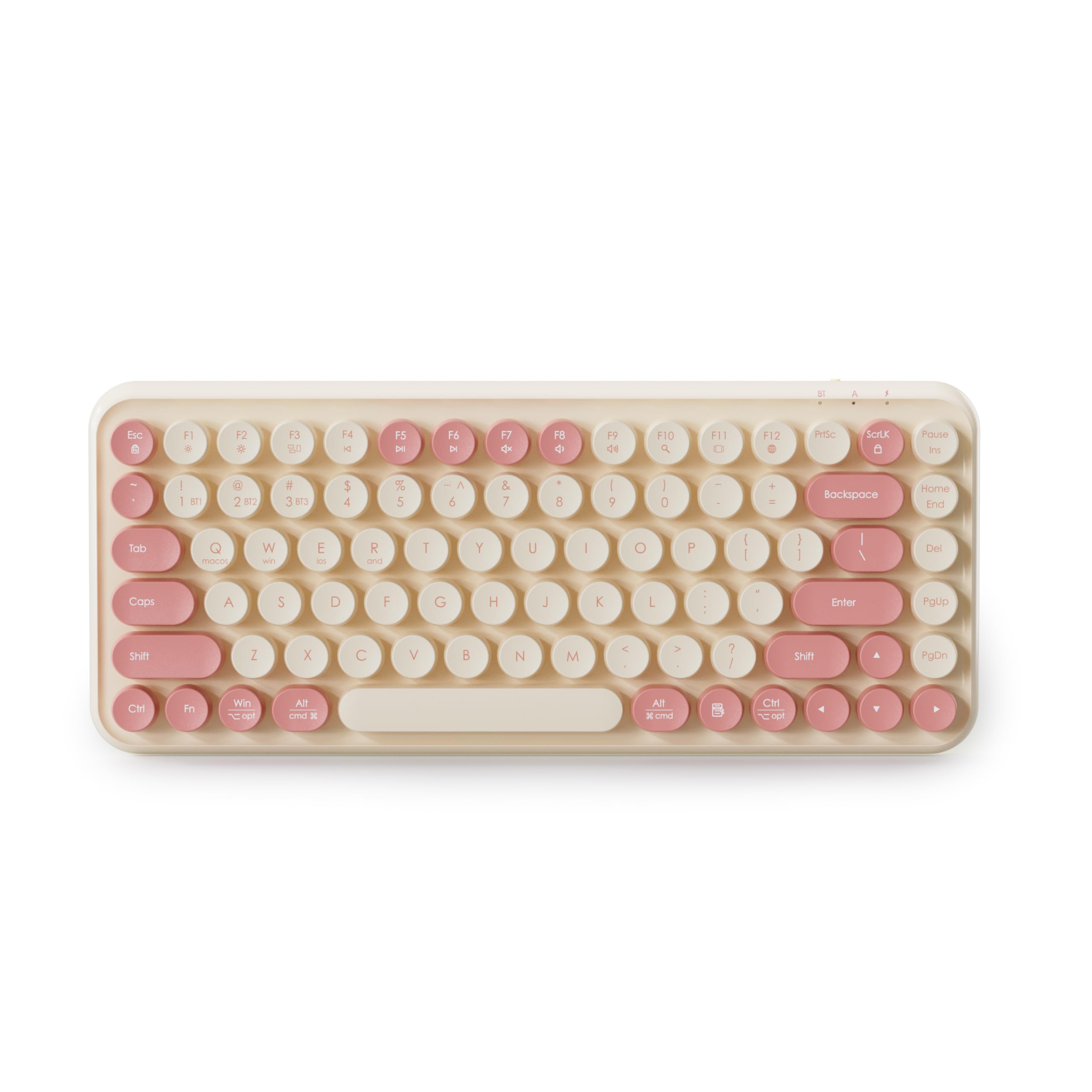 Photo 1 of Cloud-W Mini Bluetooth Keyboard, 84-Key Retro Typewriter, Wireless Compact Keyboard, Compatible with Windows Laptops, Desktops, Mac, Computer Keyboards,Tablets (Apricot)