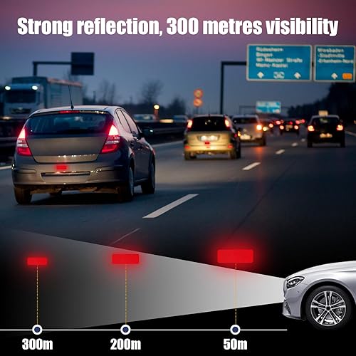 Miniatura 10 de Suvnie 20 calcomanías reflectantes de advertencia, visibilidad nocturna, cinta reflectante impermeable para parachoques, ropa, remolques, casco de