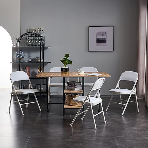 Miniatura 40 de 4 elegantes sillas plegables de metal con asientos acolchados, sillas duraderas de hierro potable y PVC para convenciones y exposiciones, fáciles de