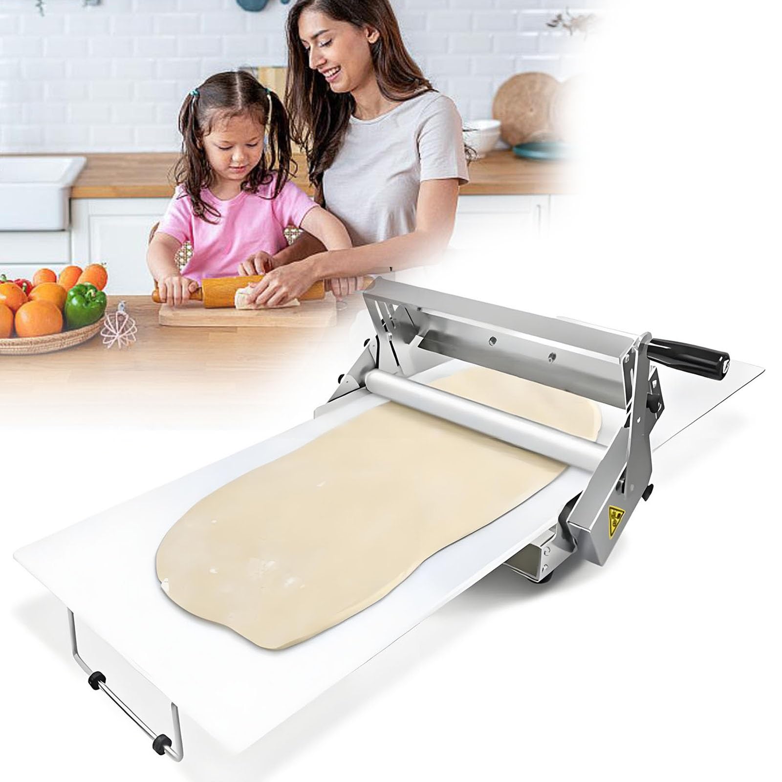 HTDRE Folding Dough Sheeter Machine - Commercial Manual Dough Roller with Adjustable Thickness for Pastry and Fondant