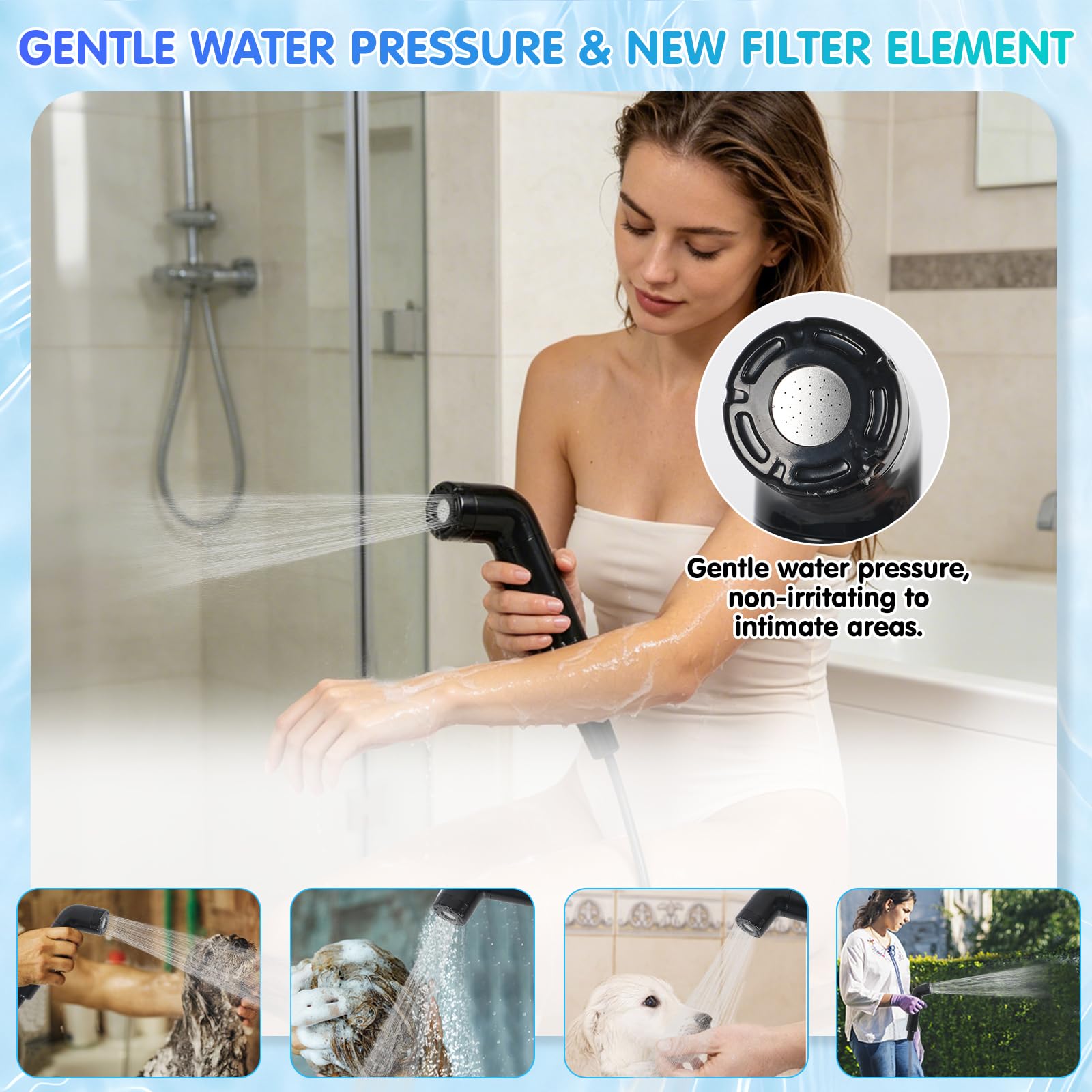 Bidet portatile, bidet elettrico ricaricabile da 2,5 l, bidet WC portatile con serbatoio d'acqua per campeggio all'aperto, doccia musulmana spray pulito per l'igiene personale