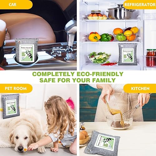 Miniatura 5 de Mayunuo Paquete de 15 absorbentes de olores de carbón activado, bolsa purificadora de aire de carbón de bambú fresco para el hogar, olor a humo,