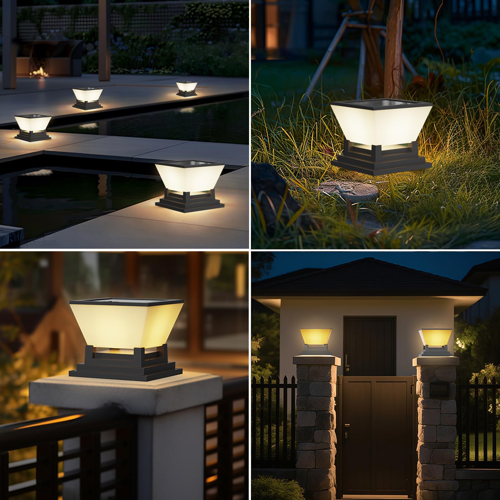 ACMHNC Luz Solar Sobremuro Exterior - IP65 Farolas Solares Exteriores - Farol Solar Exterior Jardin - 3000/4000/6000k - 10~16h Autonomía - Luz Para Jardín Entrada Valla Patio, Negro