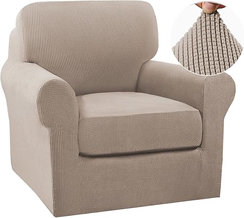 Vista 403 de Turquoize - Funda elástica para sofá de 2 piezas y 3 cojines, funda protectora lavable con elástico en la parte inferior, tela jacquard gruesa