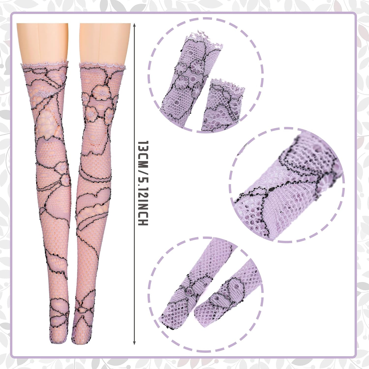 Sotiff 10 Pairs Doll Lace Stockings Handmade Long Sock Christmas Doll Accessories Legging for DIY Clothes Toy(Classic Style)