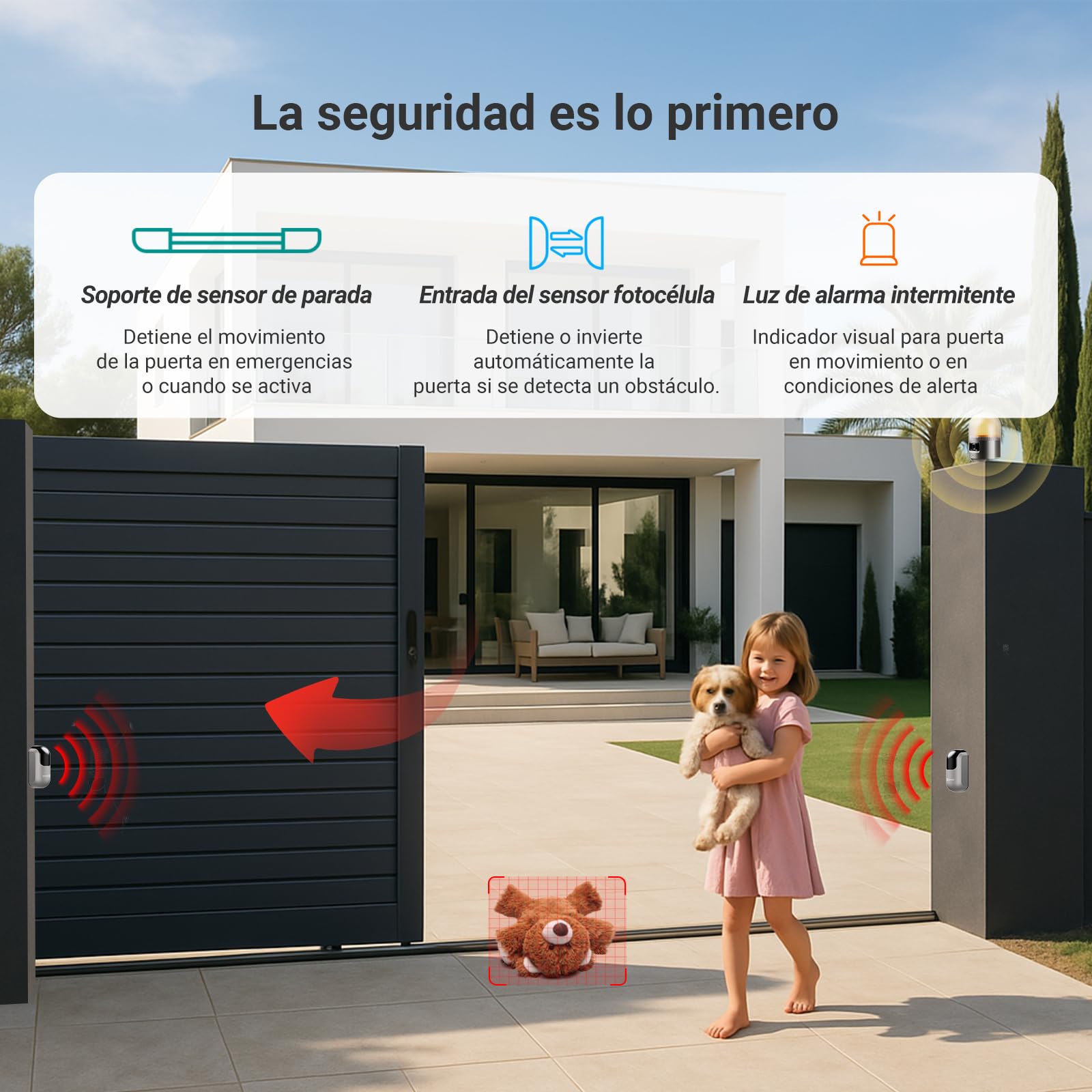 EZVIZ Motor Puertas Correderas Exterior 400 kg, con 4 Metros Cremallera de Nailon y Acero, Dos Mandos a distancia, una Luz de Alarma, Wi-Fi/Bluetooth, Instalación de dos cables, Impermeable, HG2 400