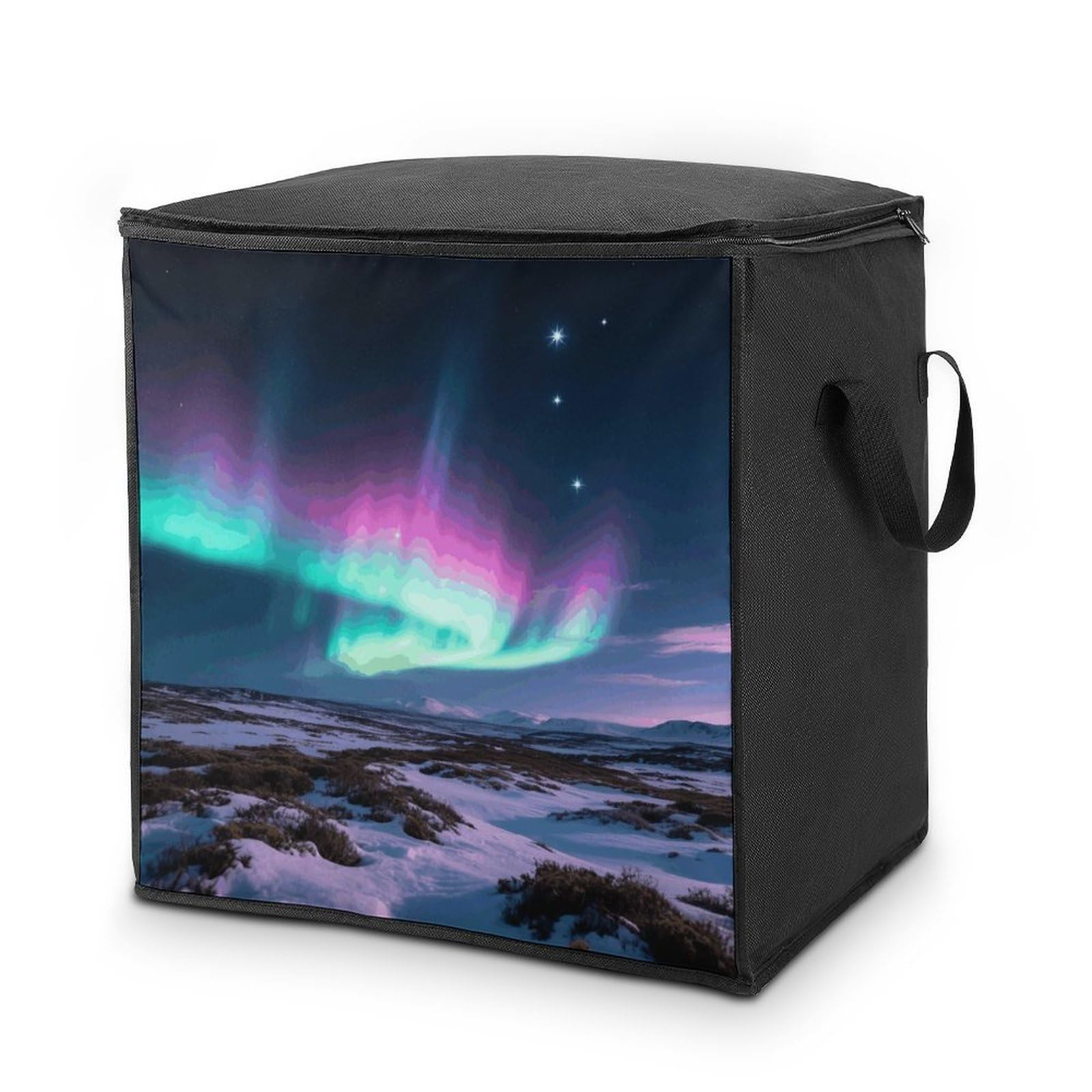 Aurora Large Storage Bags with Zippered Storage Organizers Bag Clothes Storages Bins with Lids Foldable Storages Containers with Reinforced Handles for Blanket Bedding