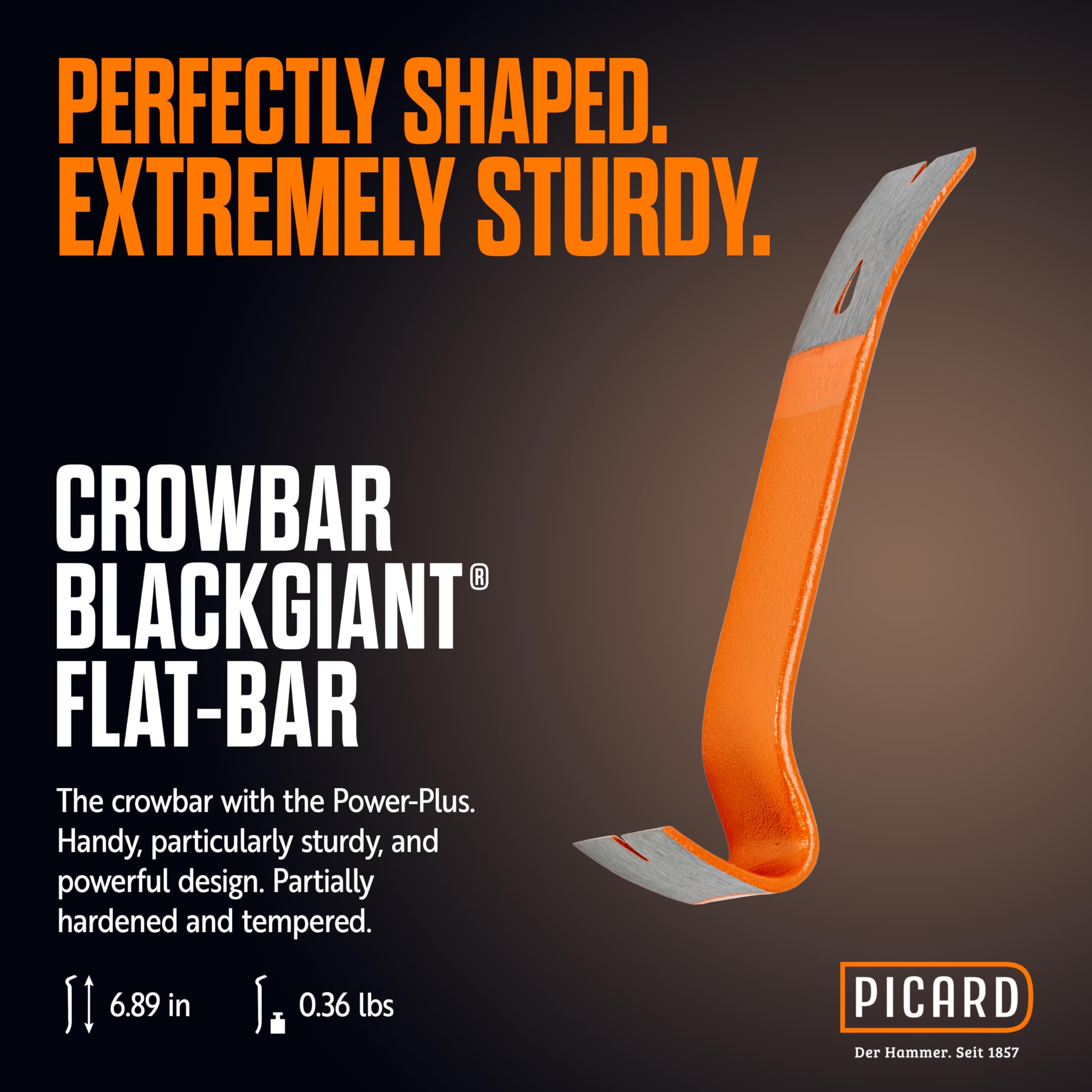 PICARD Levachiodi BlackGiant® Flat-Bar, No. 46X | Palanchino leva di forza compatto in acciaio forgiato | Piede di porco per bancali professionale | Design compatto, forza straordinaria
