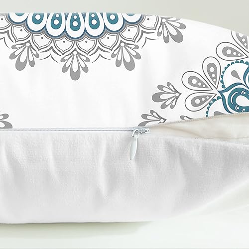 Miniatura 7 de CaliTime Juego de 2 fundas de almohada de forro polar, diseño de mandala, dalia, medallón floral, brújula, para sofá, cama, sofá, decoración de casa