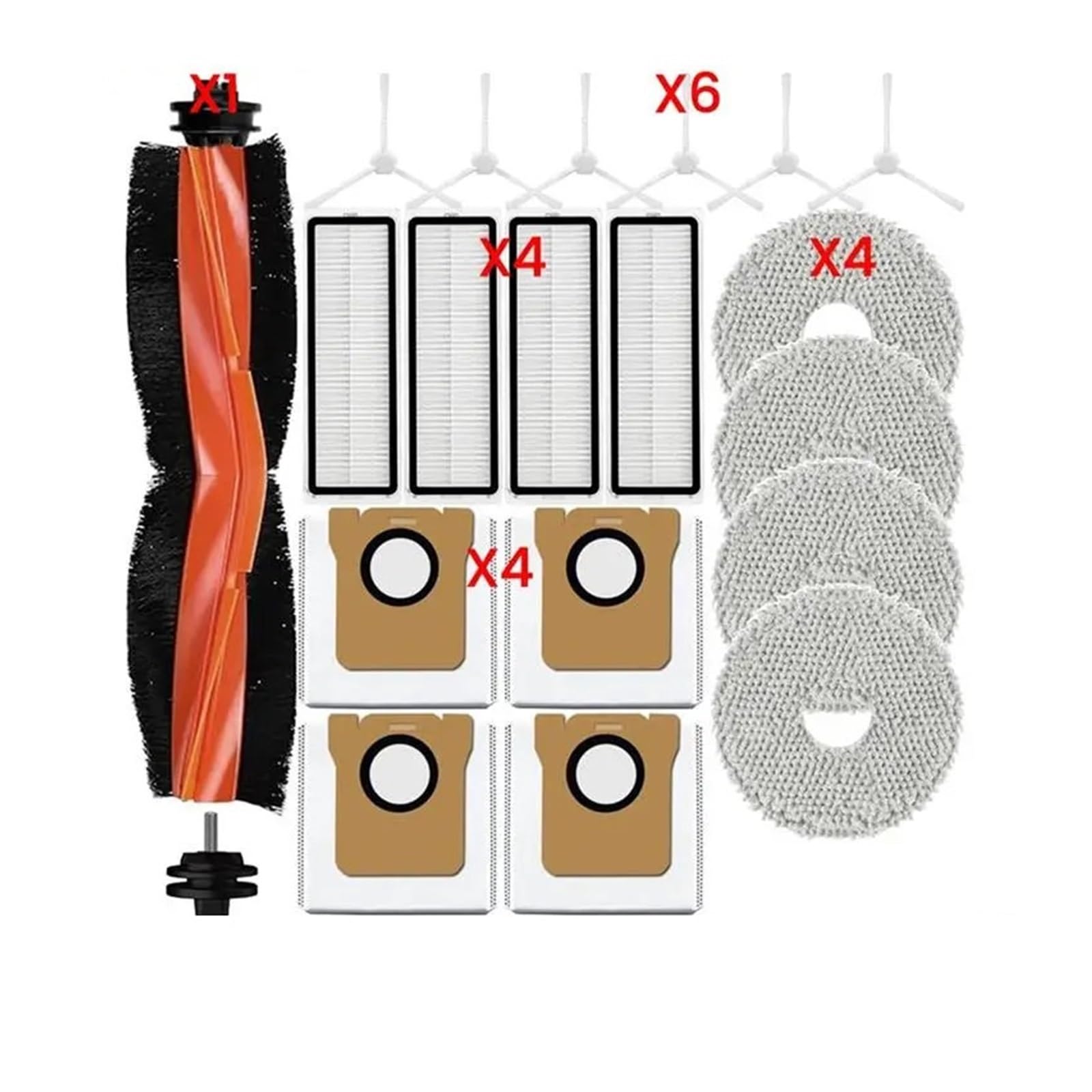 Robot Aspirador Filtro de Cepillo Lateral Principal paño de mopa Bolsas de Polvo Accesorios de Piezas de Repuesto, Compatible con Xiaomi, X20 +