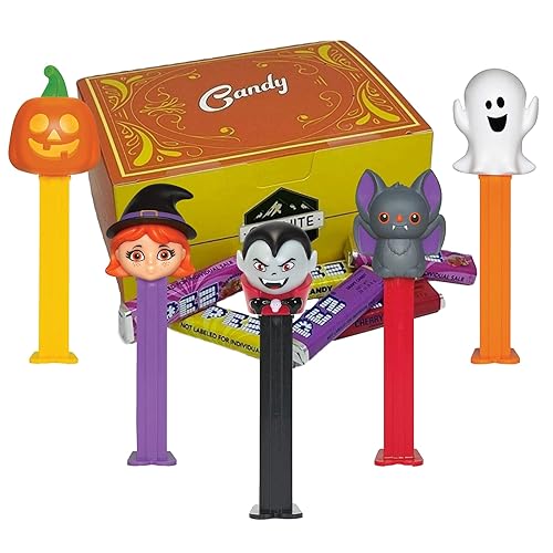 Miniatura 1 de PEZ - Juego de dispensadores de dulces de Halloween, fantasma, murciélago, bruja, calabaza Jack-O-Lantern y vampiro dispensadores de Pez de