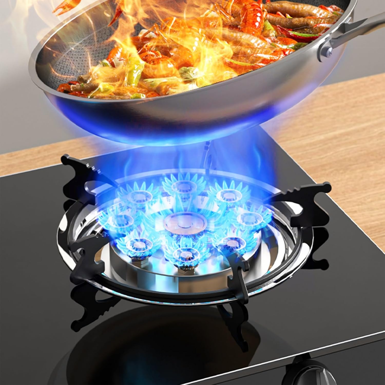 Gas Stove 2 Burner,4.2KW,kitchen Counter Top,Cast Iron Pot Rack,with Flameout Protection,for Home Kitchen(LPG)