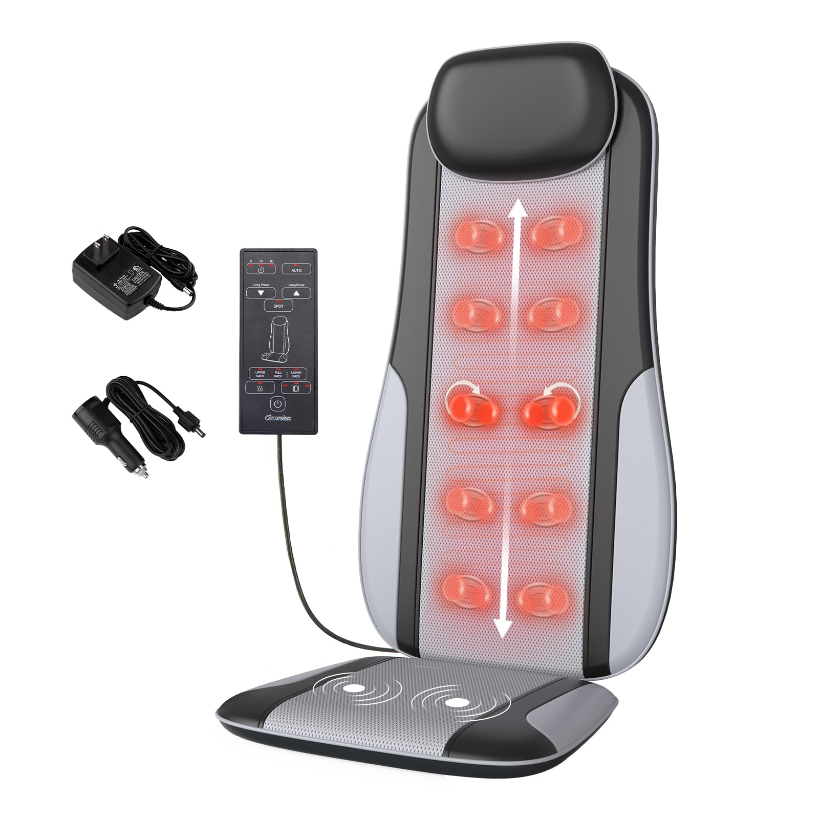 Shiatsu Back Massager with Heat, Massager Chair Pad for Pain Relief Deep Tissue with Smart Timer, Kneading Seat Cushion Vibration for Office, Home, and Travel Use