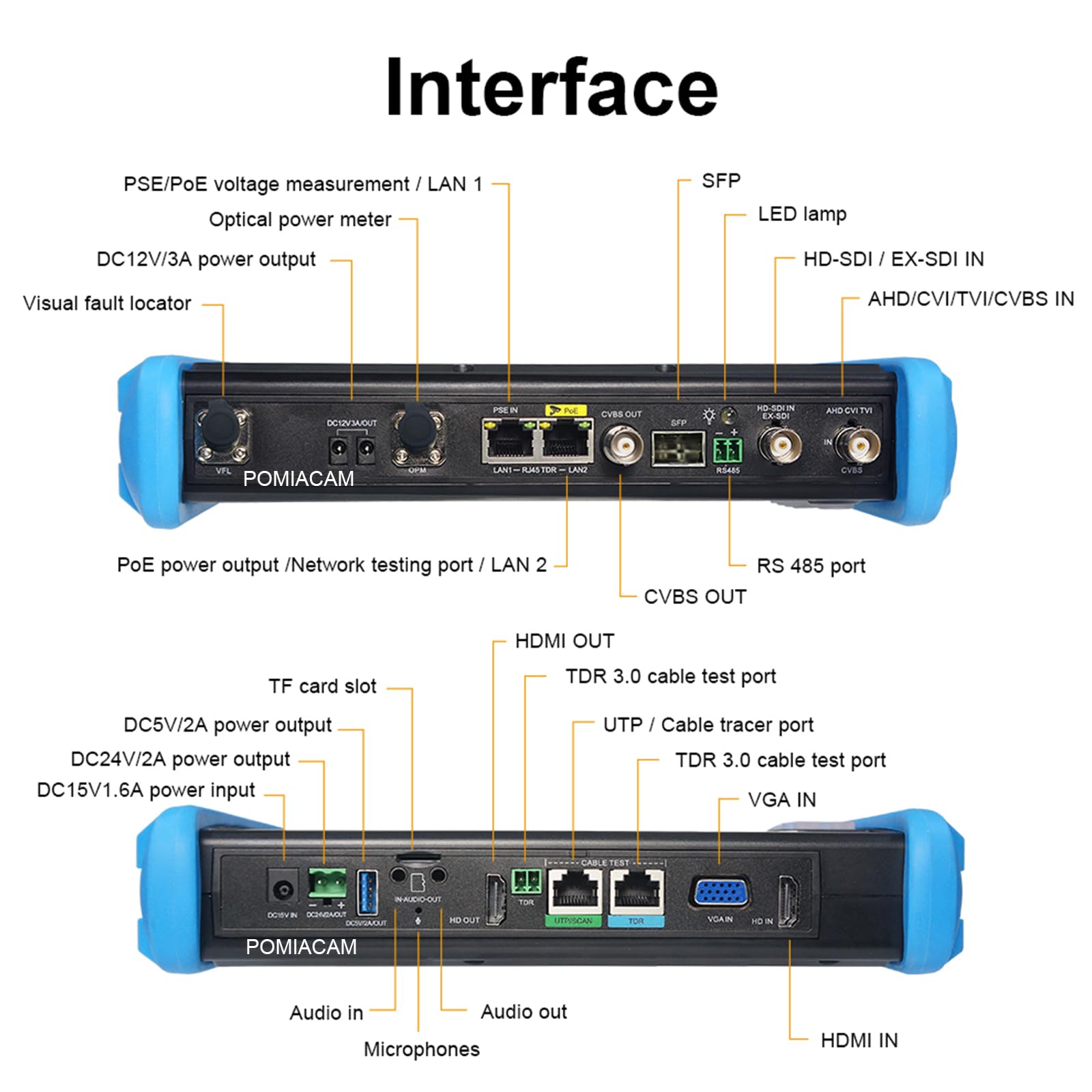 Strumento ditest per telecamera IP IPC-9800MOVTADHS Plus Tester analogico multifunzionale per telecamera IP Monitor touchscreen IPS da 7'' 8MP SDI TVI AHD CVI TDR OPM VFL Telecamera POE WIFI CCTV HDMI