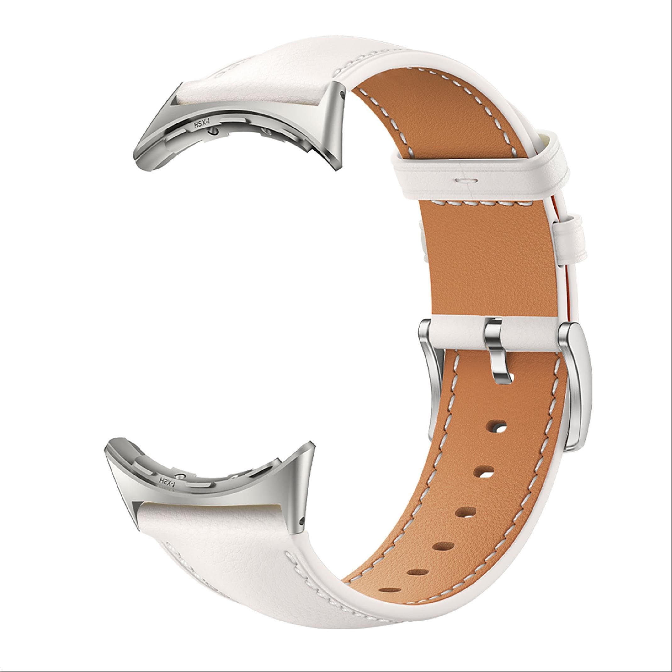 Image secondaire de Bracelet en cuir véritable pour Google Pixel Watch 4/3 - Blanc