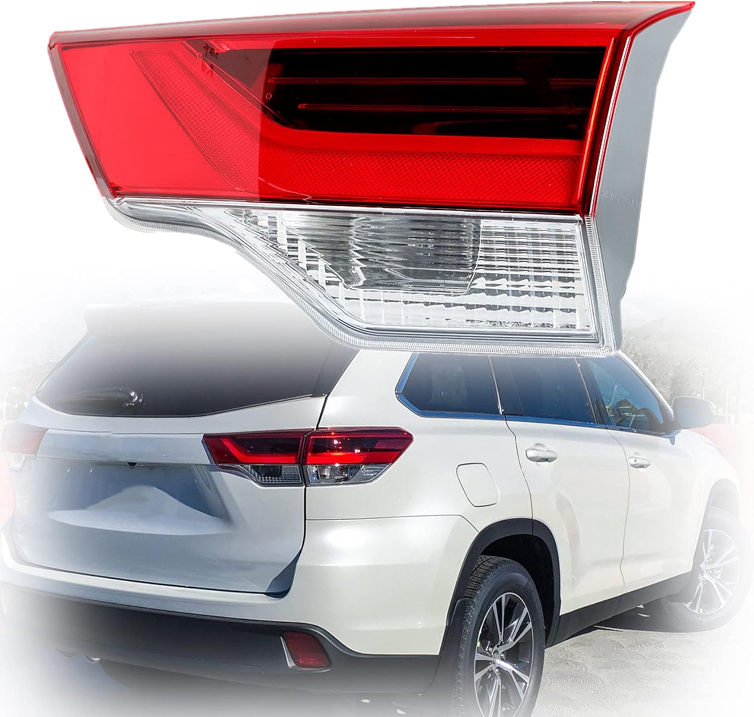 munirater 1-Pack Rear Right Tail Light Brake Lamp Assembly with Replacement for Highlander 2017-2019 Passenger Side Inner