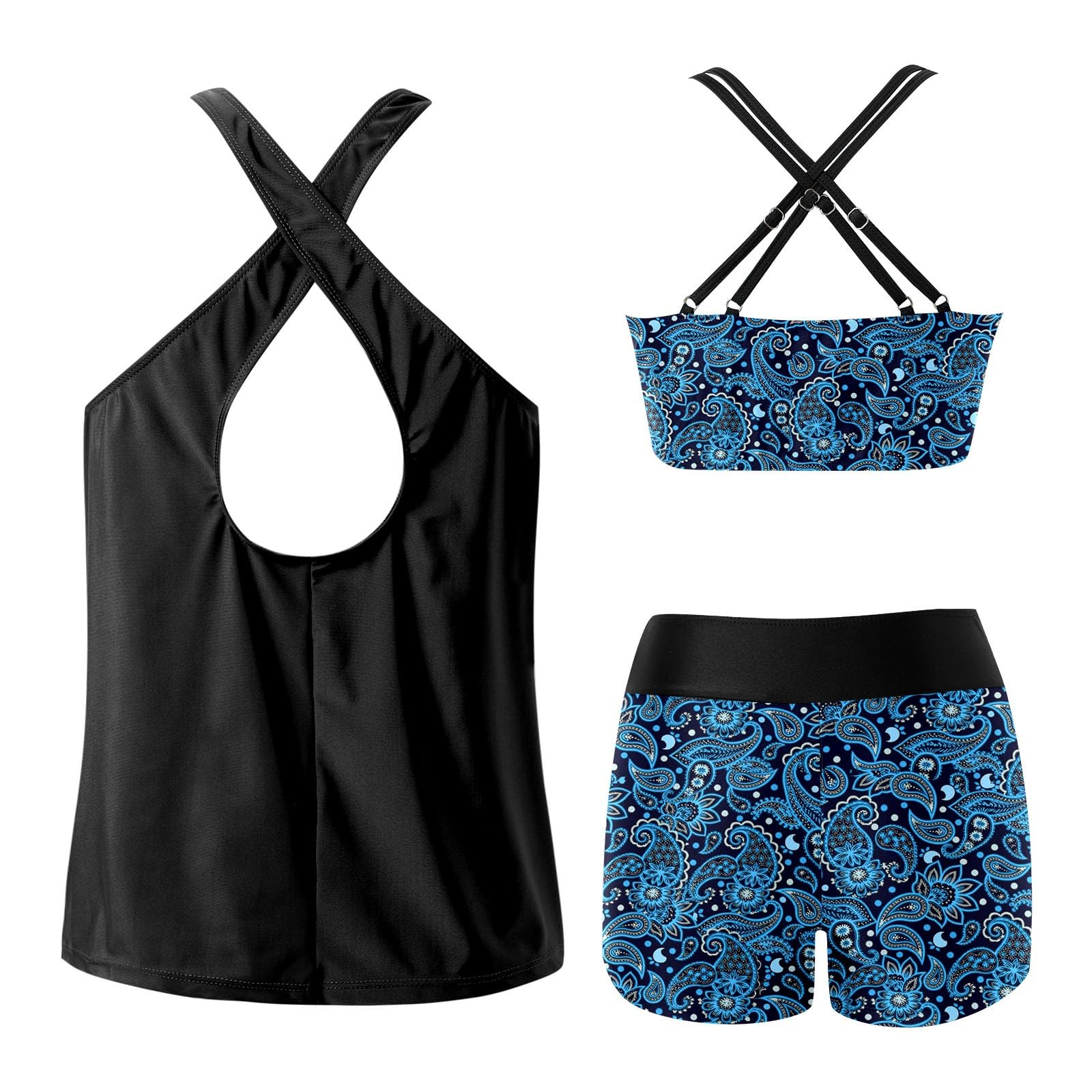 Maillot De Bain 2 Pieces Sexy Bikini String Grande Taille Ensemble Bikinis Découpé Style Evidé en Couleur Unie Gainant Ventre Plat avec Short Sexy Col en V Élégant Surf Vacances Plage Beachwear