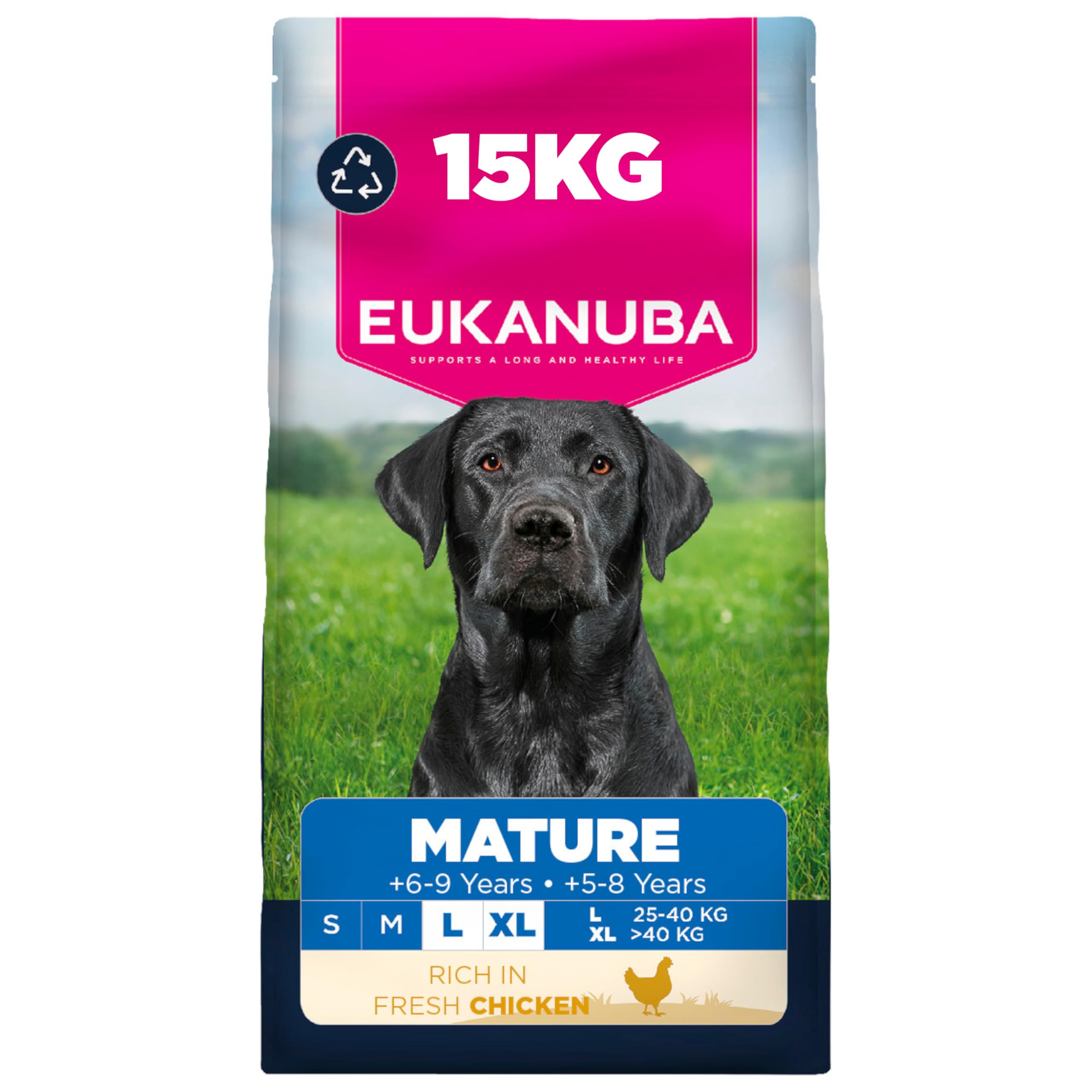Eukanuba Premium Nutrition Dry Dog Food + Wet Dog Food Free! * - Mature Large & Giant Breed Chicken (15Kg) + Senior Rich In Beef With Pumpkin (3 X 400G)