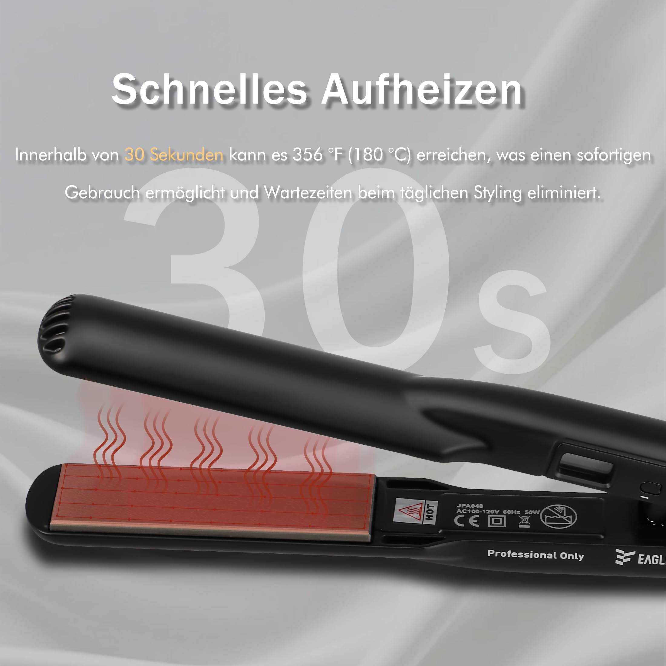 EAGLE FORTRESS Glätteisen & Lockenstab Set, 2-in-1 Haarglätter mit Lockenfunktion, Keramikplatten bis 230°C, LED-Display, Lockenstab mit LCD-Display, 30 Sek. Schnellaufheizung