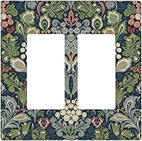 Vista 124 de William Morris Floral Boho Azul Medianoche Azul Bohemio Flor 1 Banda Dúplex Cubierta de Salida Decorativa Receptáculo Único Interruptor Eléctrico