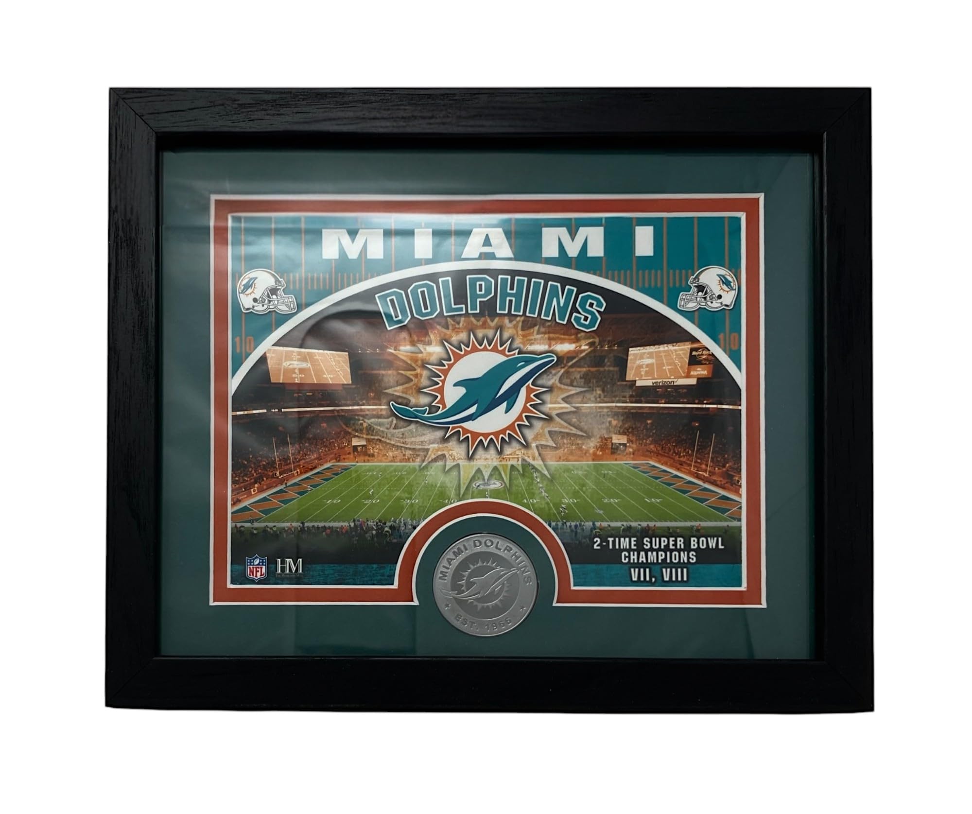 Highland Mint NFL Miami Dolphins 22,9 x 27,9 cm Stadionmünze Foto Mint