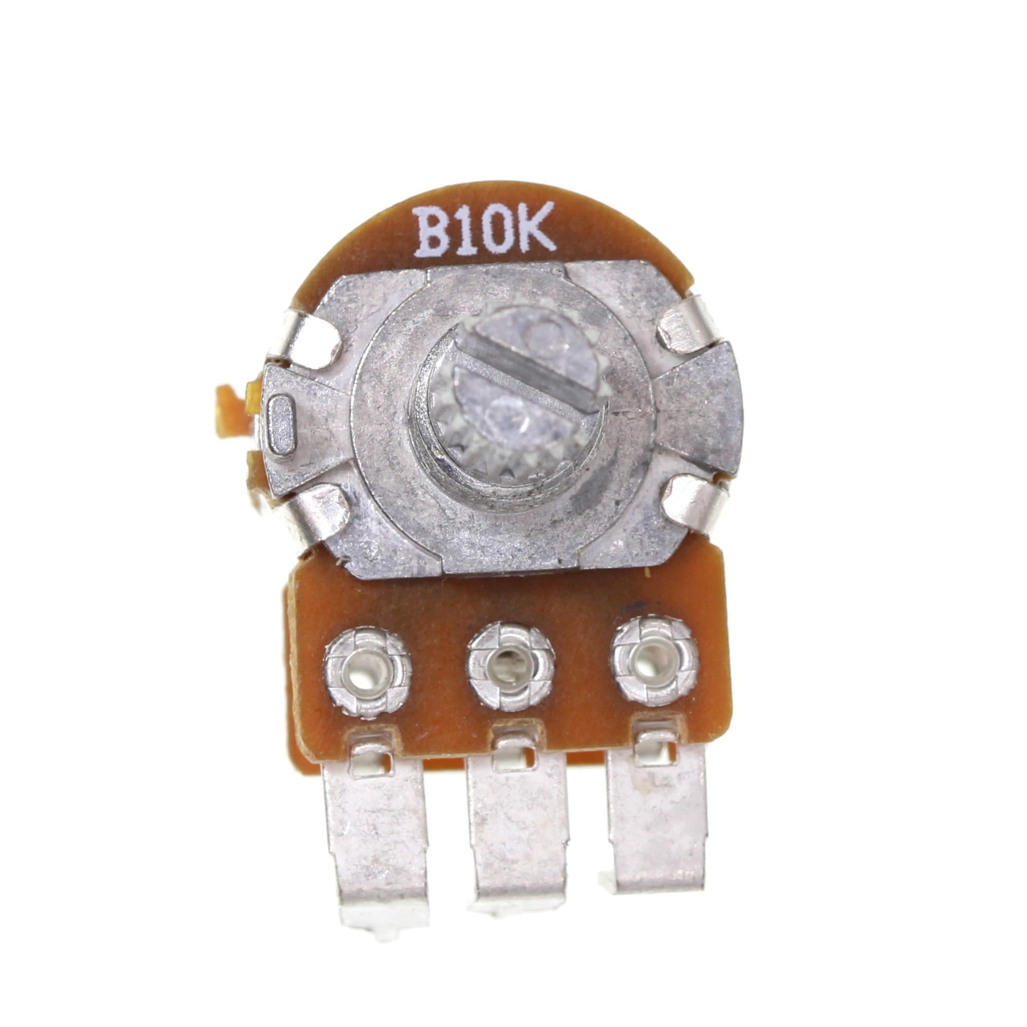 (Pack of 10) WH148 Vertical Dual Gang Outward Bending 6 Pins Potentiometer B10K 10K Ohm Variable Resistors 15mm knurled Shaft Aluminum Alloy Knob Caps - Image 3