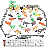 Vista 4 de ValeforToy - Figura de animales, 54 piezas de minijuguetes de la selva, diseño realista de vinilo salvaje, recuerdos de fiesta de aprendizaje