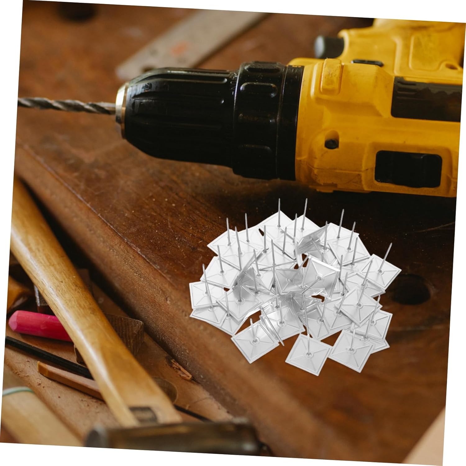 POPETPOP 50 Sets Dome Cap Washers Self Adhesive Aluminum Thermal Pins for Foam Board Insulation for Wall Ceiling and Floor Applications Enhanced Stability Quick Installation