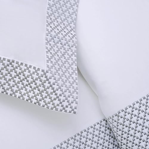 Miniatura 5 de SUPERIOR Glenmont - Juego de funda de edredón bordada, algodón de fibra larga, tamaño matrimonialqueen