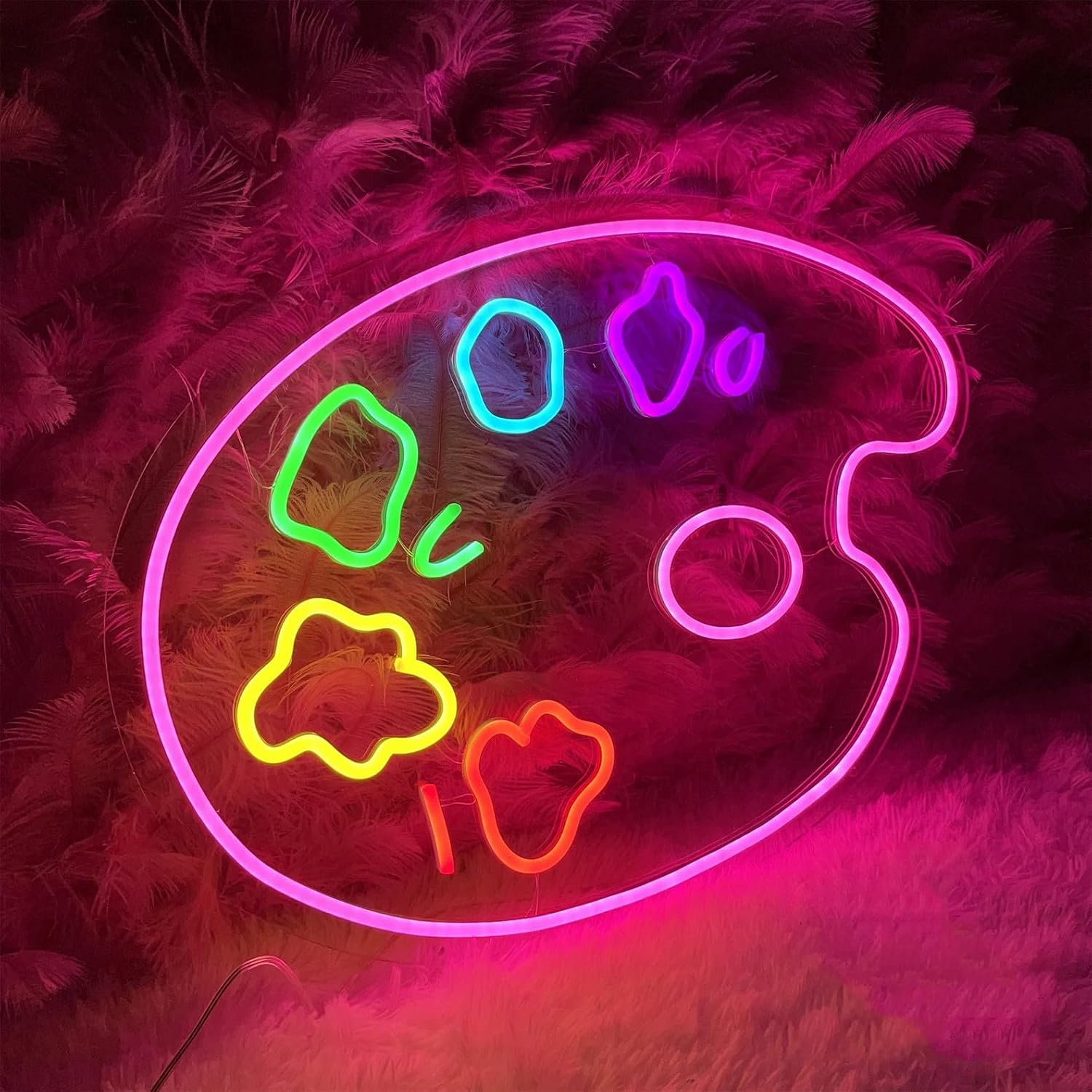 Paint Palette Neon Sign Dimmable Art Palette Neon Signs for Wall Decor USB Powered Art Painting Light Up Sign Colorful LED Sign for Classroom Decoration