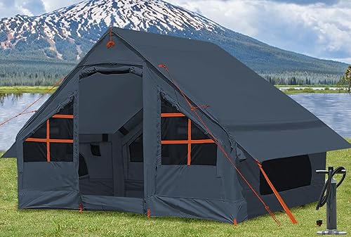 Miniatura 12 de Inflatable Tents for Camping with Stove Jack, 2/4/6/8 Person Easy Setup Blow Up Tents for 4 Seasons Waterproof Inflatable Camping Tent with Awning,