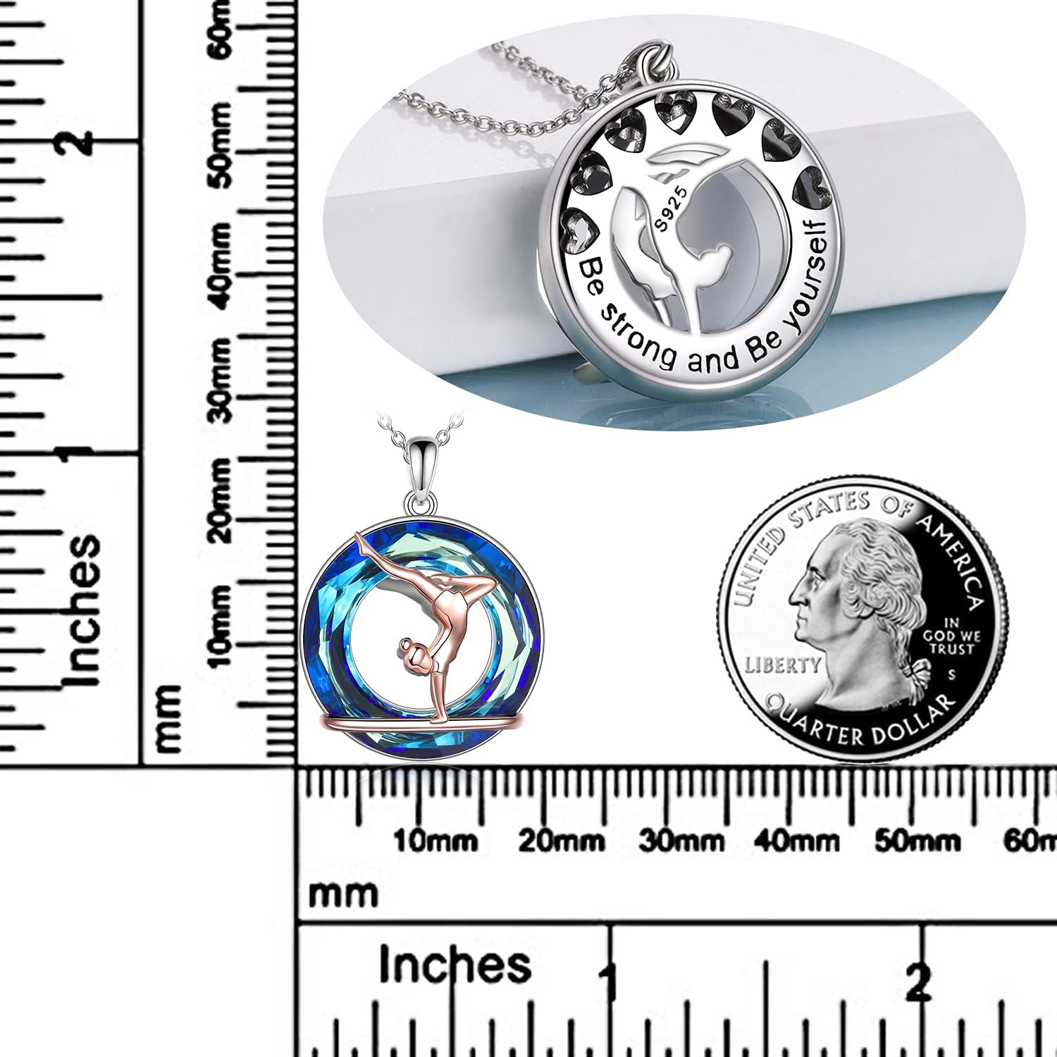POPLYKE Sports Gifts for Girls Sterling Silver Gymnastics/Ballerina/Piano/Reading Heart-Shaped Pendant Necklace for Women