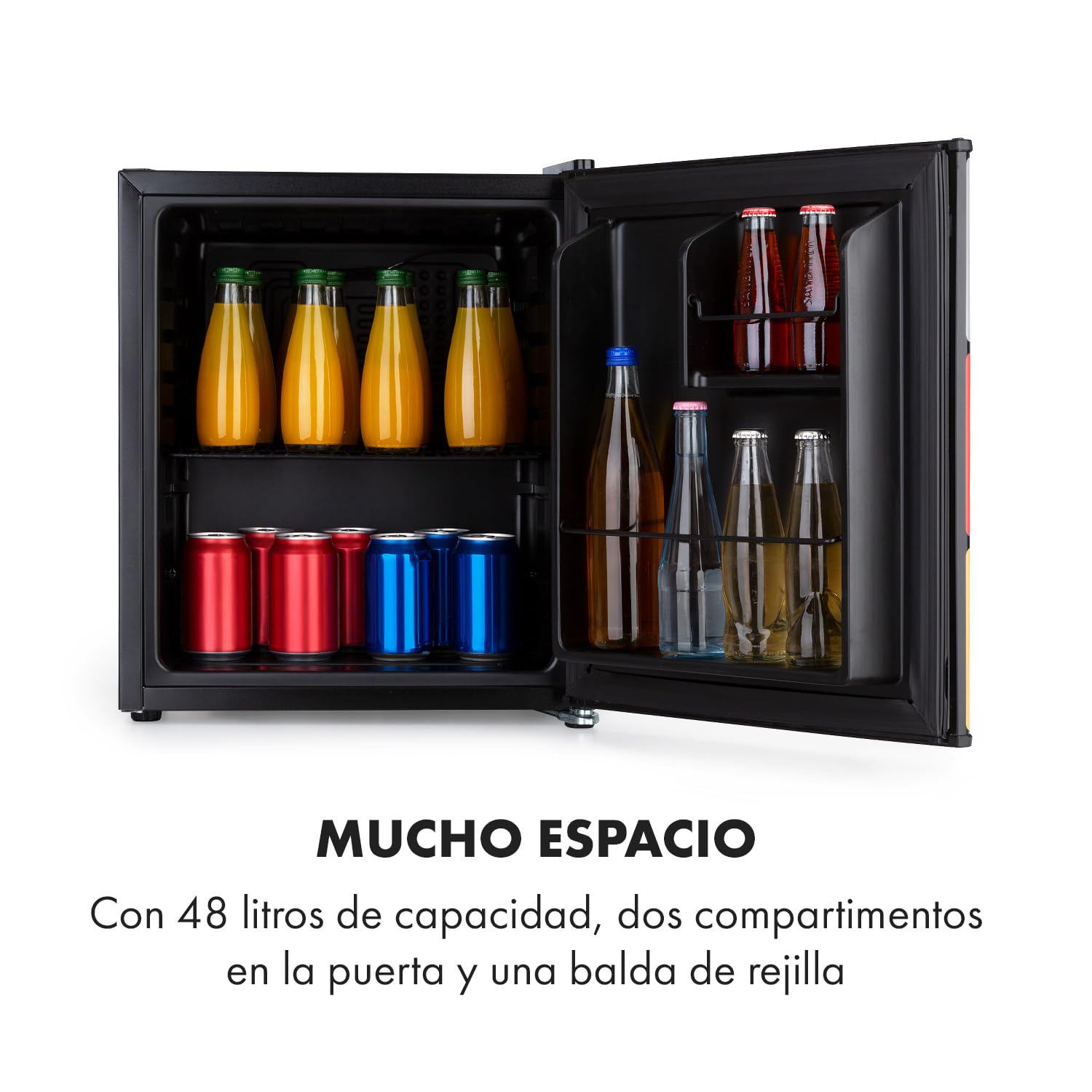 KLARSTEIN Solve - Mini nevera, minibar, sistema de refrigeración termoeléctrico, 48 litros de capacidad, mando giratorio mecánico, refrigeración: 0 a 10 °C, negro/color