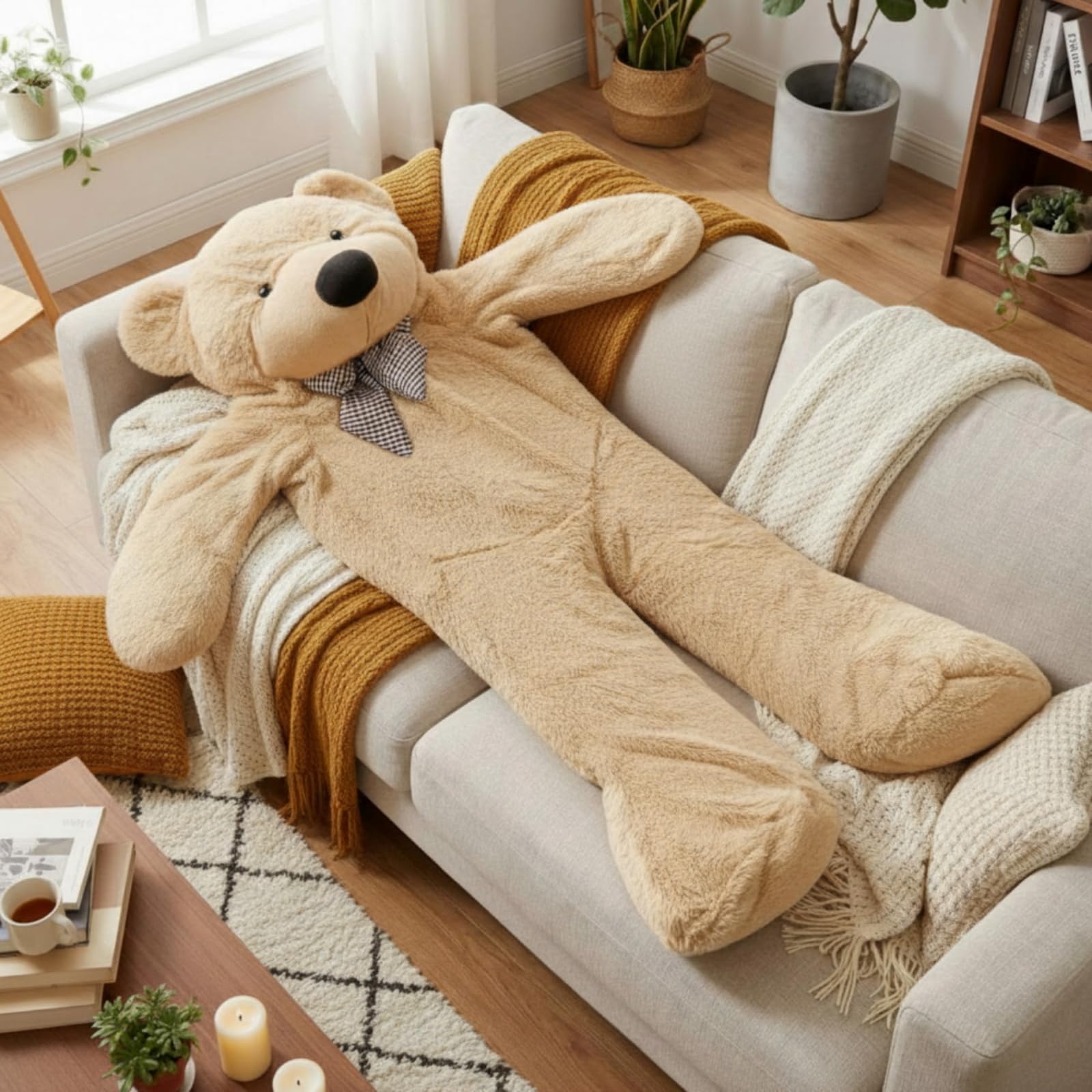 Meooeck Orsetto di peluche non riempito a grandezza naturale, 160 cm, ideale come regalo per fai da te con la fidanzata, per Natale, San Valentino