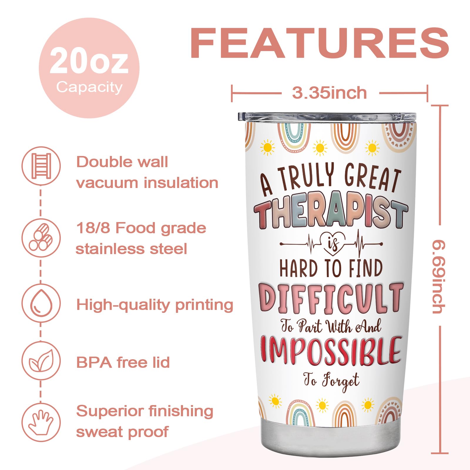 Therapist Gifts Tumbler,Respiratory Physical Speech Massage Occupational Mental Health Therapist Gifts,Therapist Office Decor,Travel Coffee Tumbler Mug 20oz