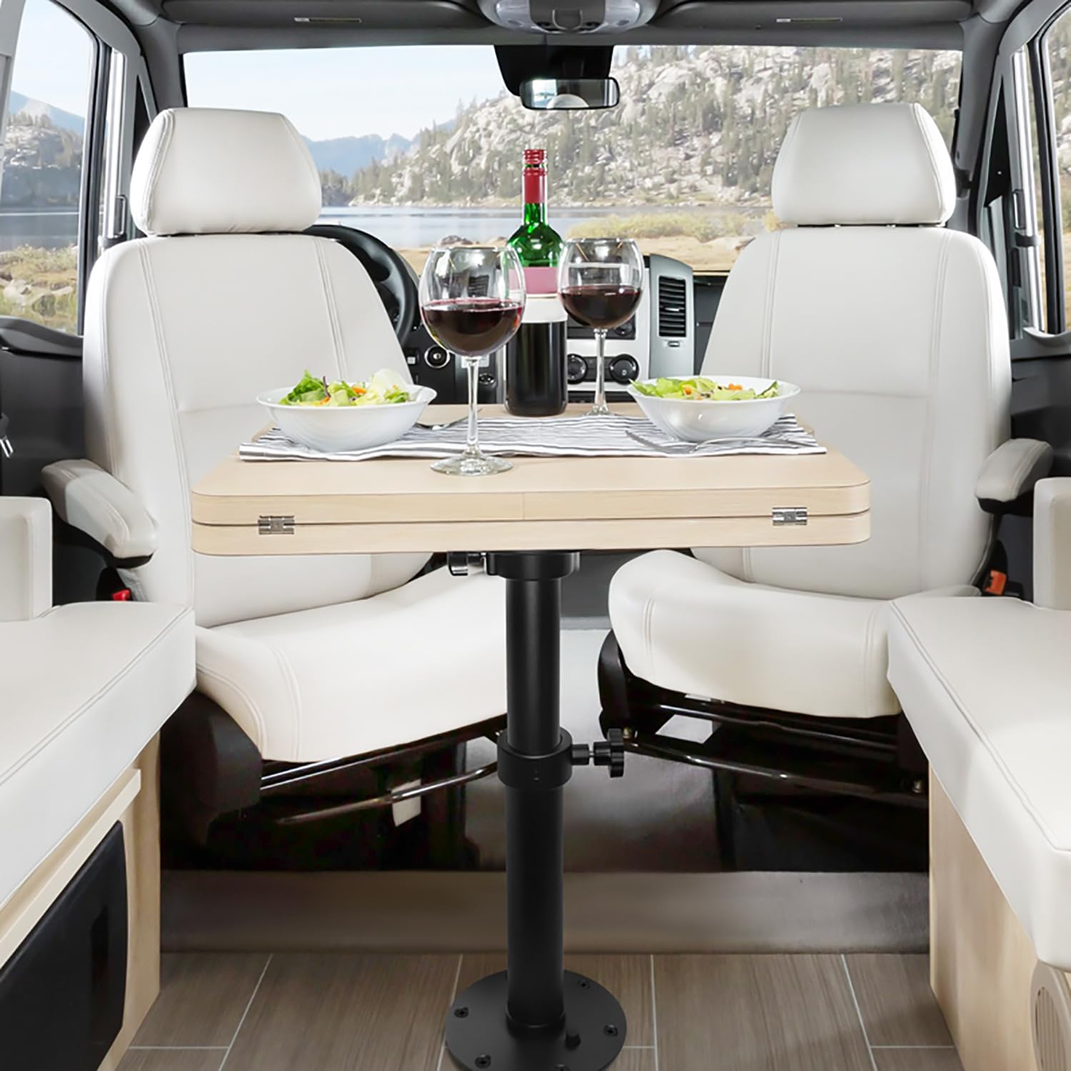 Patas de Mesa para Autocaravanas,Altura Regulable 46-70 cm,Pata de Mesa RV Desmontable para Autocaravana,Barco,Yate,Camper,Negro
