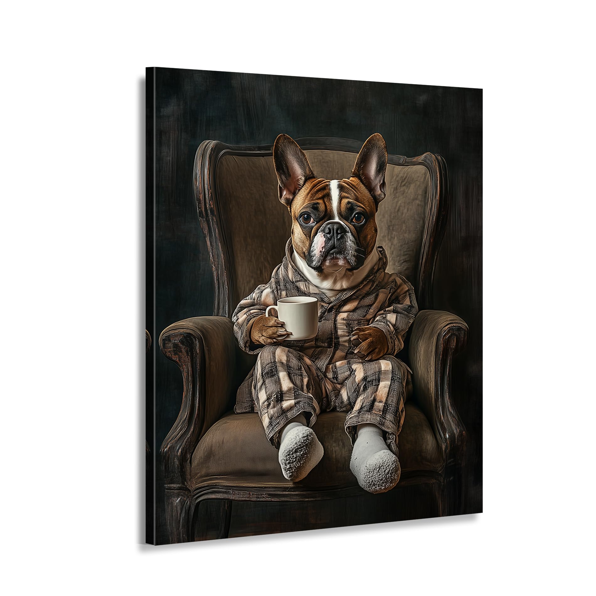 Impression toile bouledogue français au café pour déco cuisine de ferme chaleureuse 30x45cm - 8